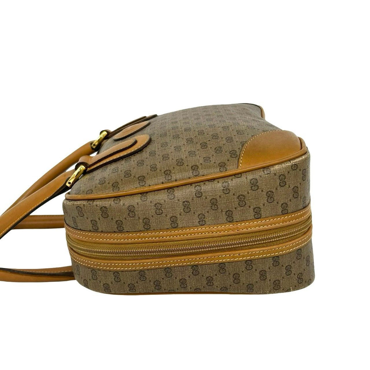 Gucci Vintage Micro GG Logo Pattern Leather Mini Boston Bag Brown — view 5