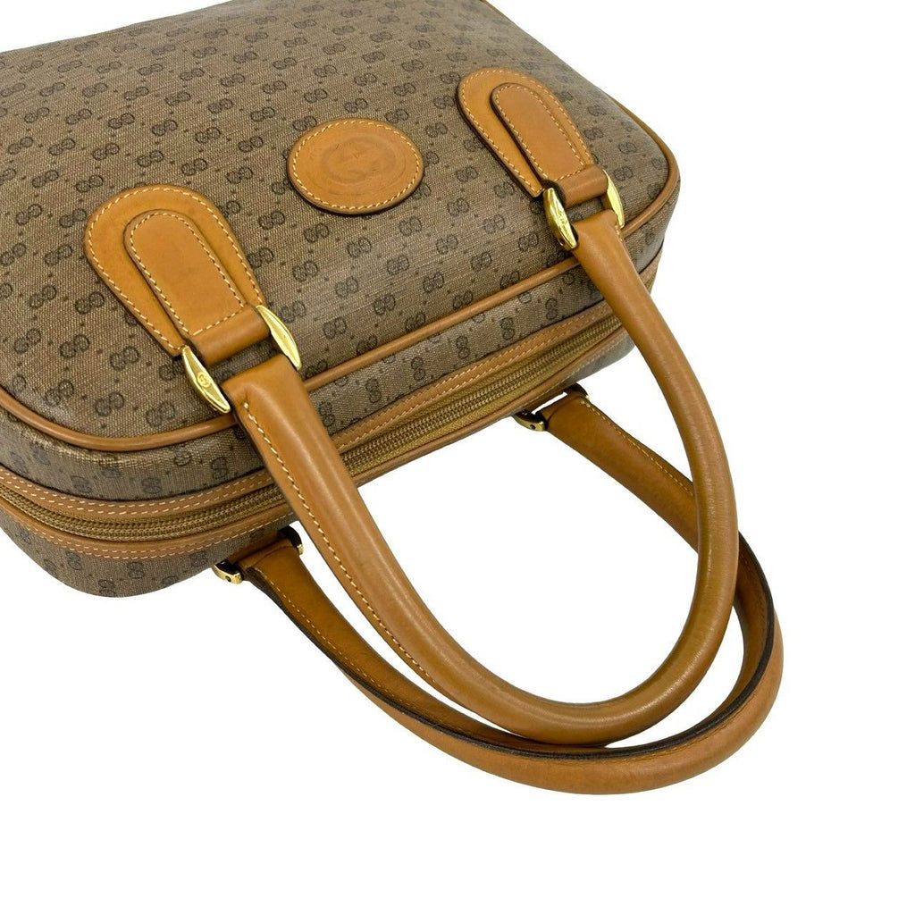 Gucci Vintage Micro GG Logo Pattern Leather Mini Boston Bag Brown — view 4