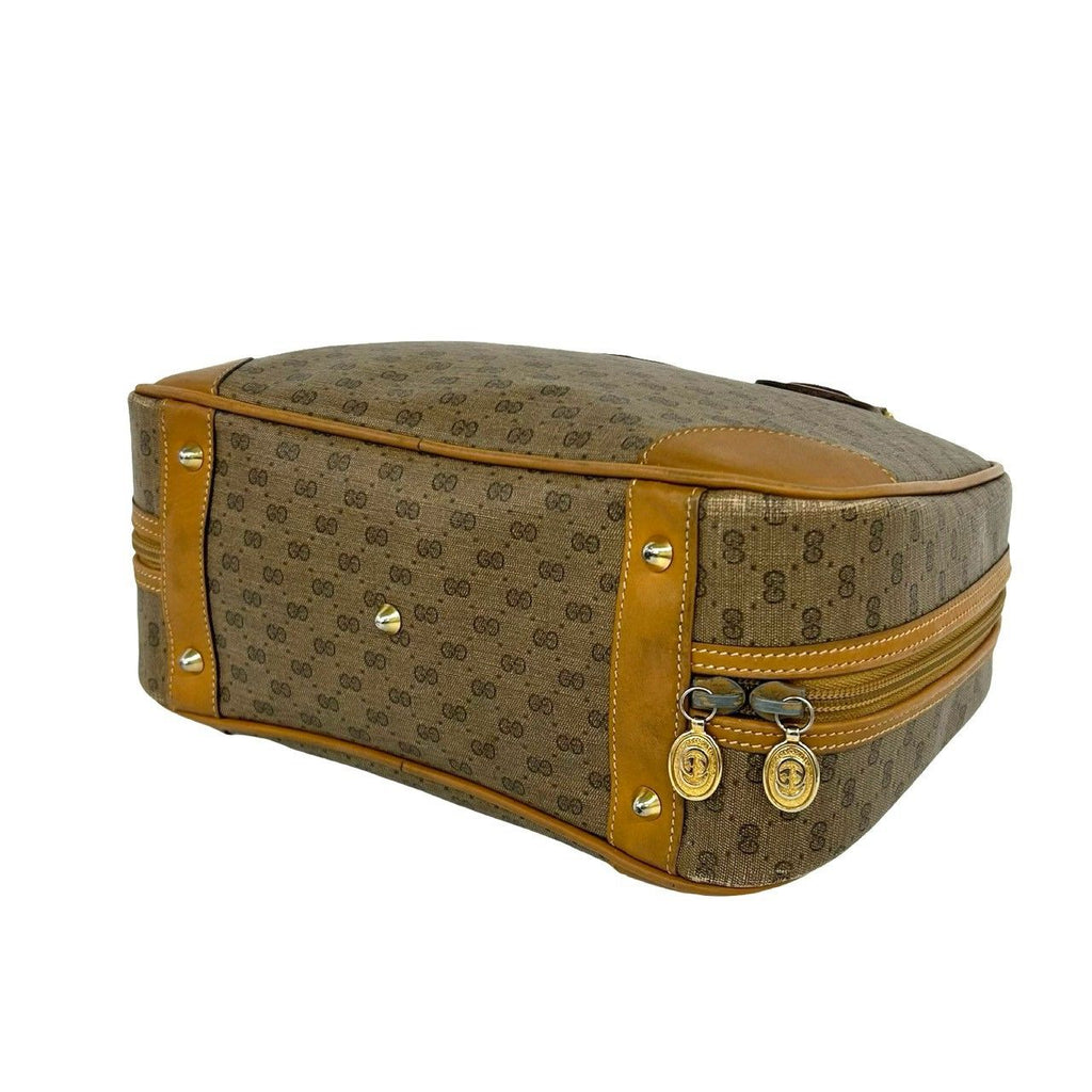 Gucci Vintage Micro GG Logo Pattern Leather Mini Boston Bag Brown — view 8