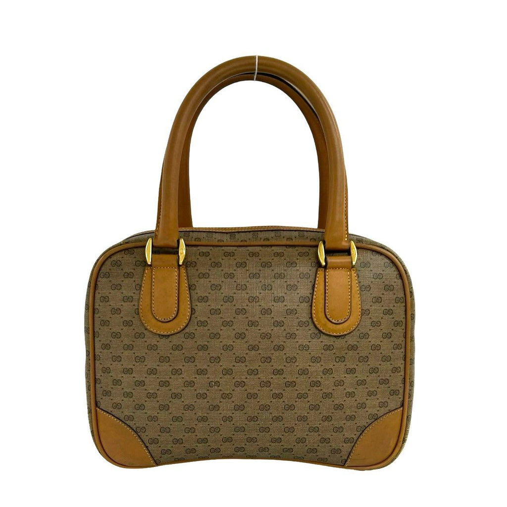 Gucci Vintage Micro GG Logo Pattern Leather Mini Boston Bag Brown — view 3