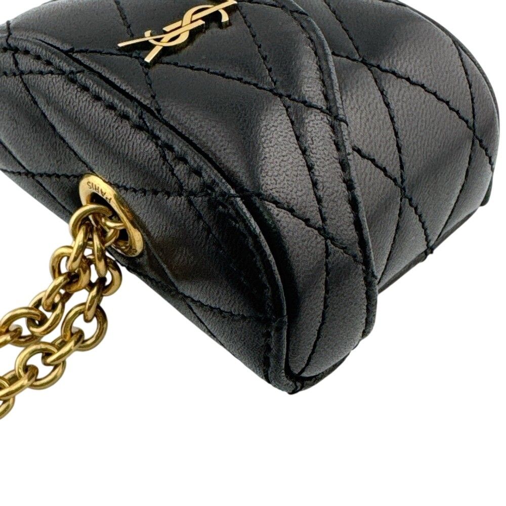 Saint Laurent YSL Logo Leather Pouch Black — view 5