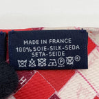 Hermes Pocket Square Heart Shape Bordeaux Checked Silk 100% Boxed — view 4