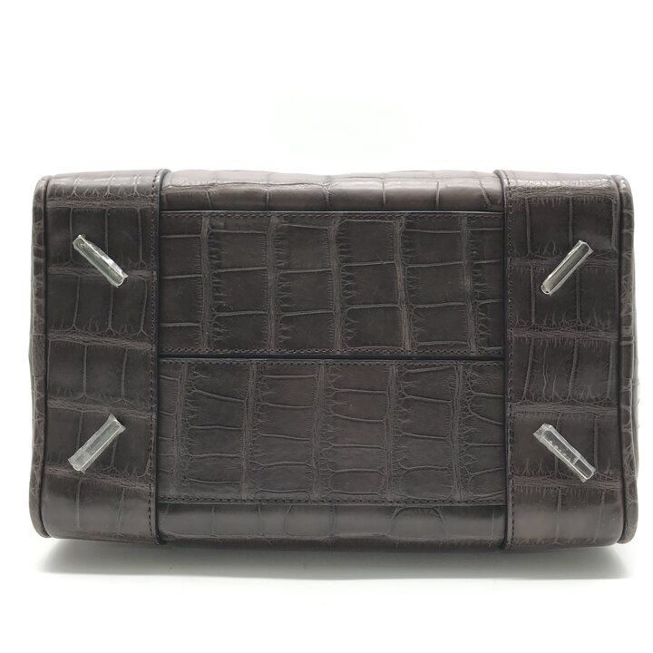 Loewe 2-Way Hand Mini Boston Shoulder Bag Amazona Croco Embossed Brown — view 4