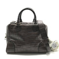 Loewe 2-Way Hand Mini Boston Shoulder Bag Amazona Croco Embossed Brown