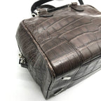 Loewe 2-Way Hand Mini Boston Shoulder Bag Amazona Croco Embossed Brown — view 6