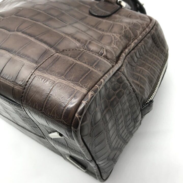 Loewe 2-Way Hand Mini Boston Shoulder Bag Amazona Croco Embossed Brown — view 5