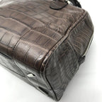 Loewe 2-Way Hand Mini Boston Shoulder Bag Amazona Croco Embossed Brown — view 5