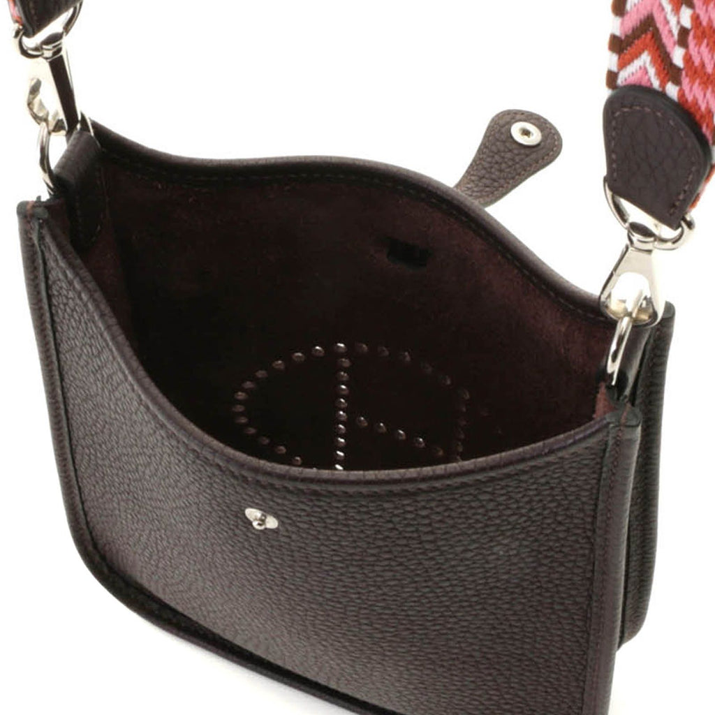 Hermes Evelyne TPM Amazon Shoulder Bag Taurillon Clemence Dark Brown Silver — view 6