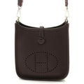 Hermes Evelyne TPM Amazon Shoulder Bag Taurillon Clemence Dark Brown Silver