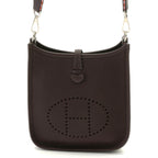 Hermes Evelyne TPM Amazon Shoulder Bag Taurillon Clemence Dark Brown Silver