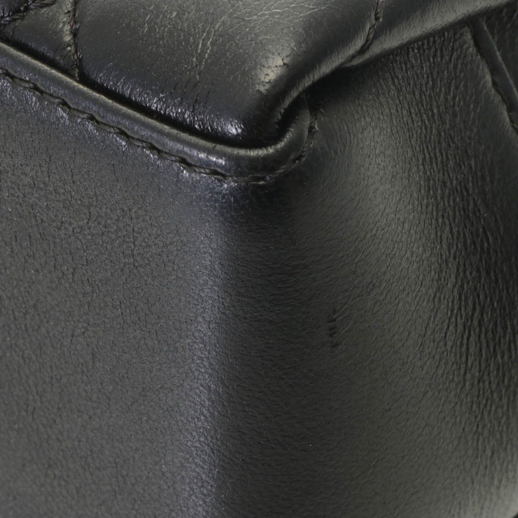 Chanel Quilted Top Handle Chain Shoulder Handbag Lambskin Black Random Stamp — view 8