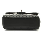 Chanel Quilted Top Handle Chain Shoulder Handbag Lambskin Black Random Stamp — view 3