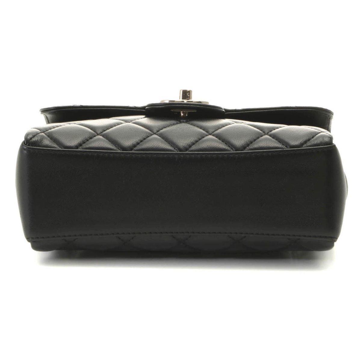Chanel Quilted Top Handle Chain Shoulder Handbag Lambskin Black Random Stamp — view 3