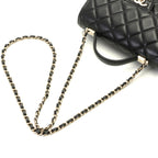 Chanel Quilted Top Handle Chain Shoulder Handbag Lambskin Black Random Stamp — view 4