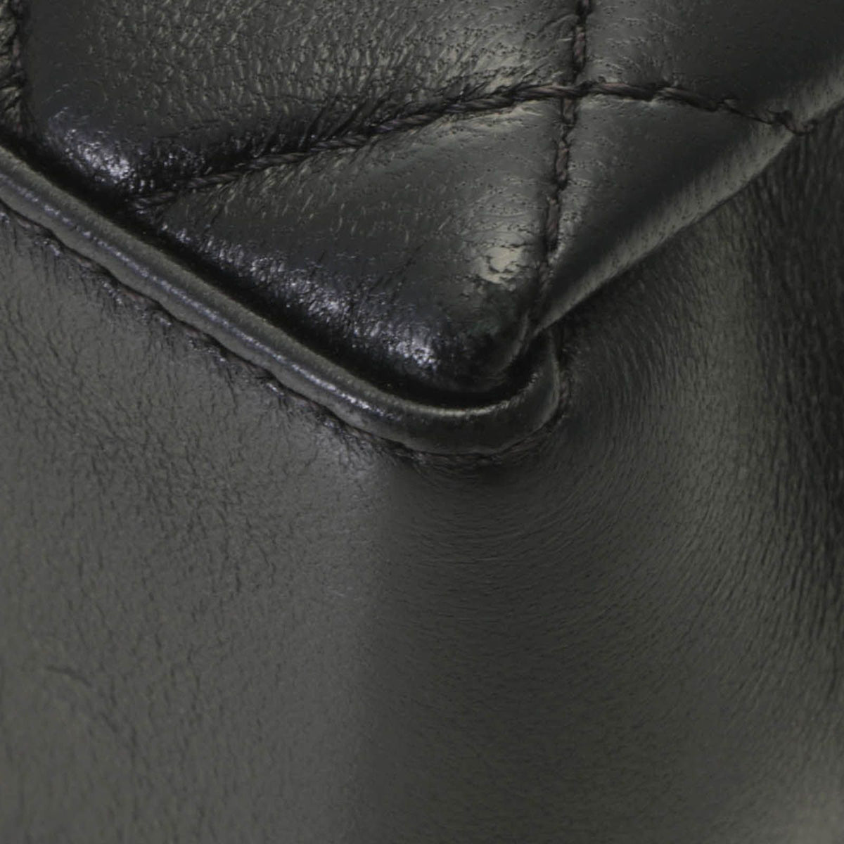 Chanel Quilted Top Handle Chain Shoulder Handbag Lambskin Black Random Stamp — view 6