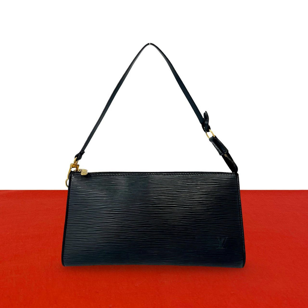 Louis Vuitton Pochette Accessoires Epi Leather Mini Handbag Pouch Black Noir