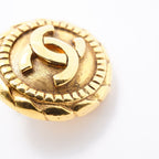 Chanel Earrings Vintage CC Logo Round Circle Gold Plated — view 8