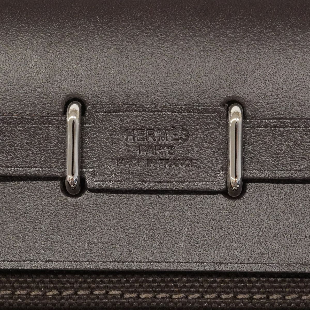 Hermes Shoulder Bag Herbag Zip Toile Military Ebene Silver — view 5
