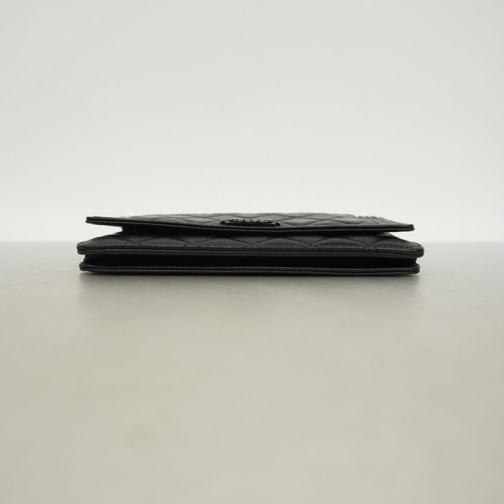 Chanel Wallet on Chain Boy Lambskin Black Silver Shoulder Bag — view 3