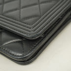 Chanel Wallet on Chain Boy Lambskin Black Silver Shoulder Bag — view 6