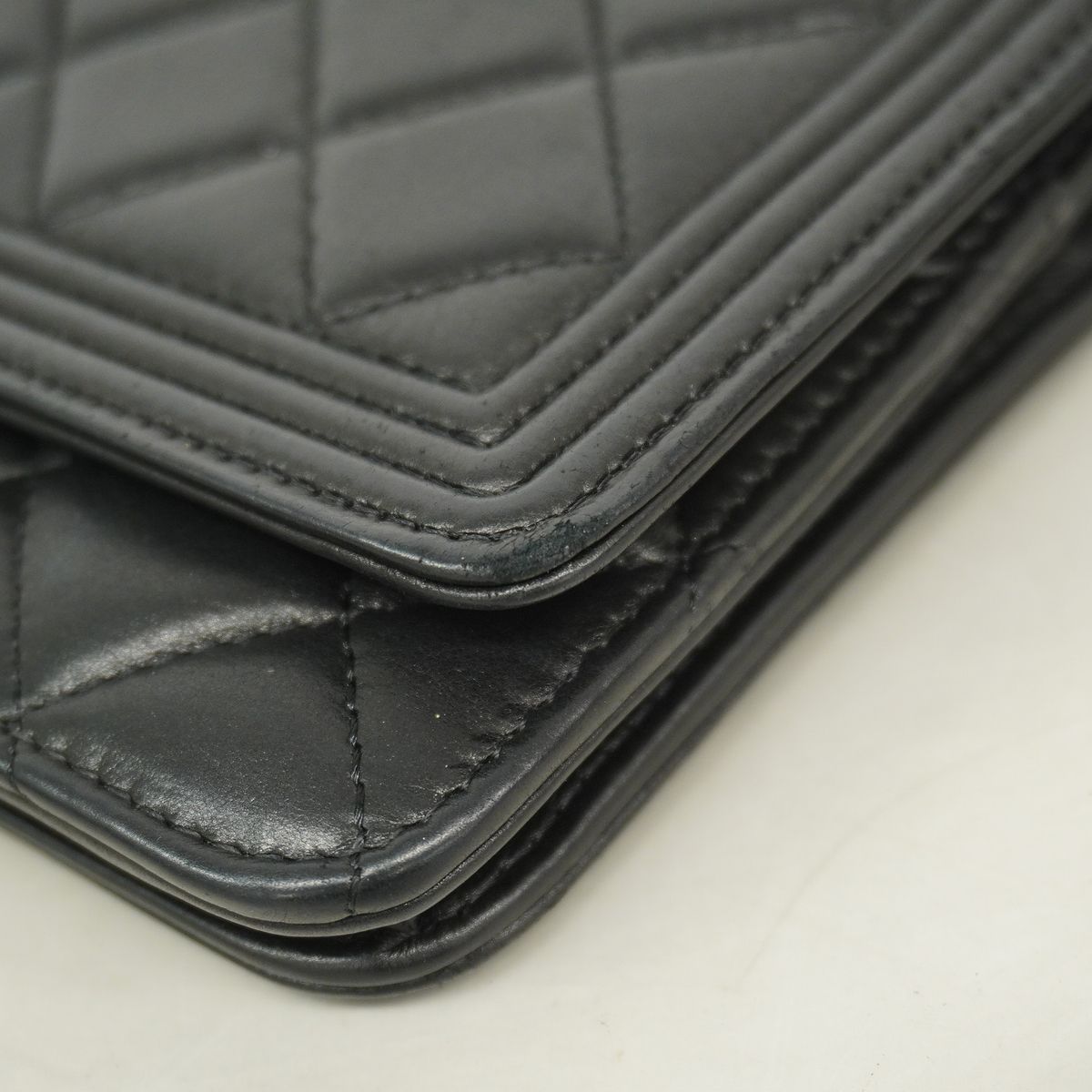 Chanel Wallet on Chain Boy Lambskin Black Silver Shoulder Bag — view 6