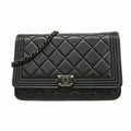 Chanel Wallet on Chain Boy Lambskin Black Silver Shoulder Bag