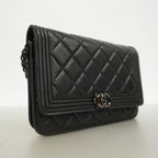 Chanel Wallet on Chain Boy Lambskin Black Silver Shoulder Bag — view 2