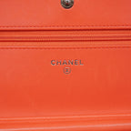 Chanel Wallet on Chain V-stitch Lambskin Orange Silver Shoulder Bag — view 5