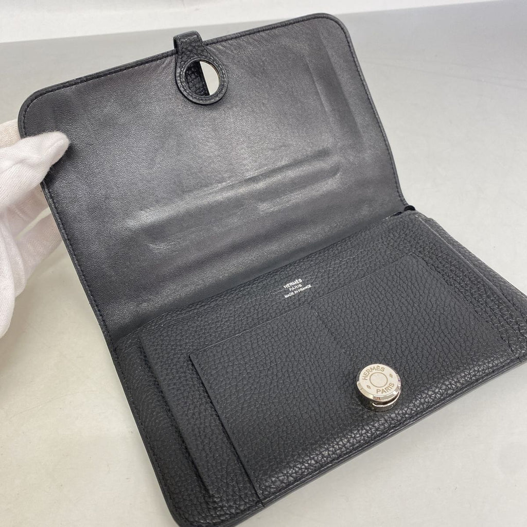 Hermes Wallet Dogon GM Togo Black Silver — view 3
