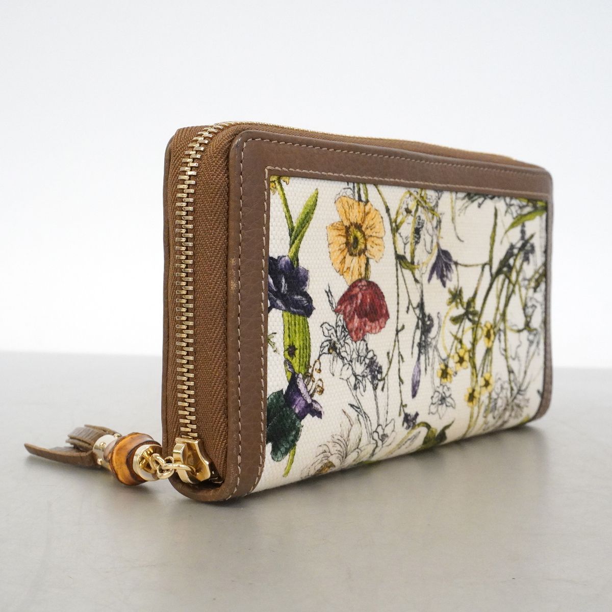 Gucci Wallet Bamboo Flora Canvas Brown Gold — view 2