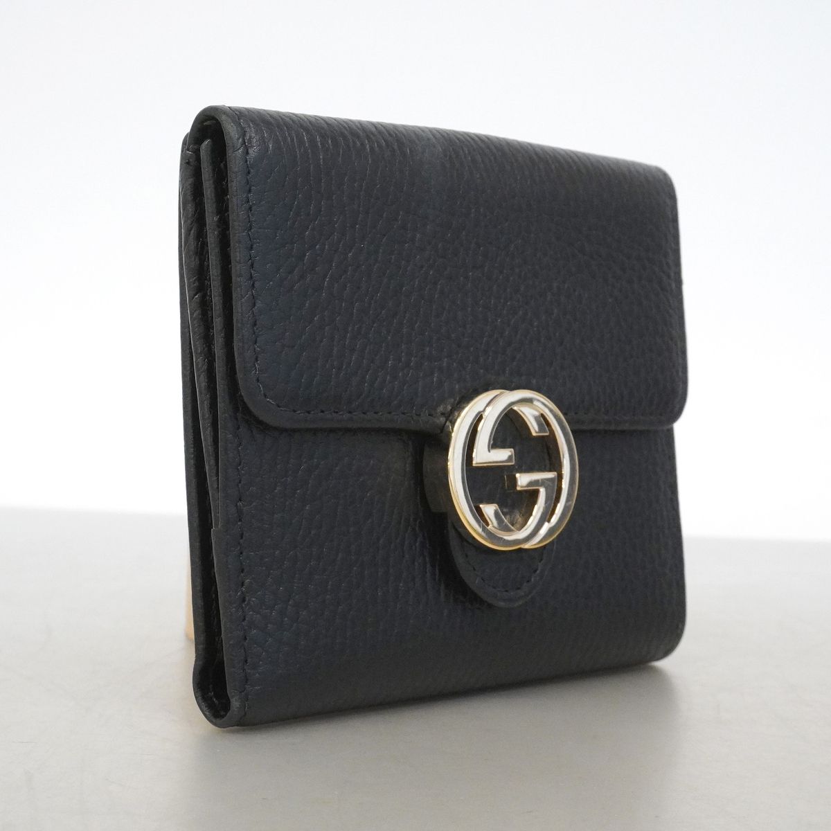 Gucci Wallet Interlocking G Leather Black Gold — view 2