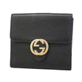 Gucci Wallet Interlocking G Leather Black Gold