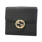Gucci Wallet Interlocking G Leather Black Gold