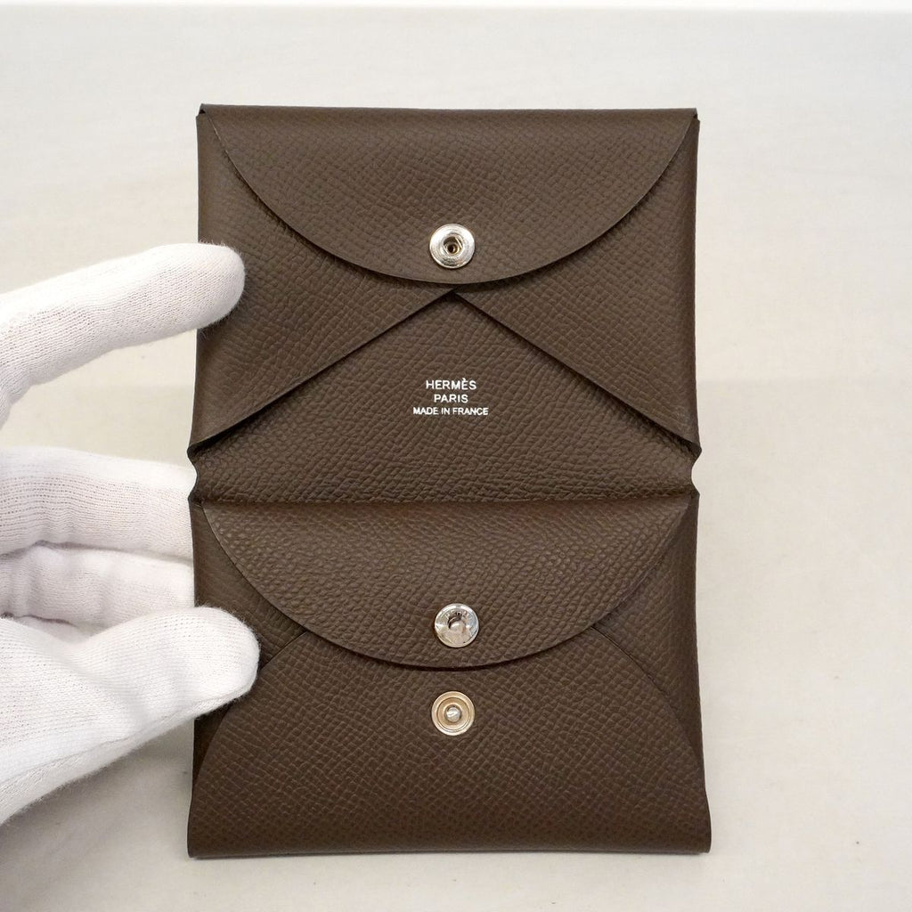 Hermes Coin Purse Calvi Duo Veau Epsom Ecorse Silver — view 5
