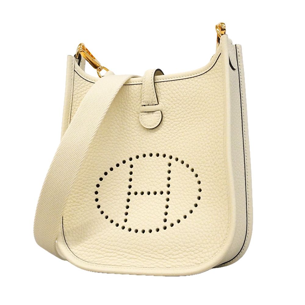Hermes Shoulder Bag Evelyne TPM Taurillon Clemence Cream Gold
