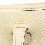 Hermes Shoulder Bag Evelyne TPM Taurillon Clemence Cream Gold — view 5