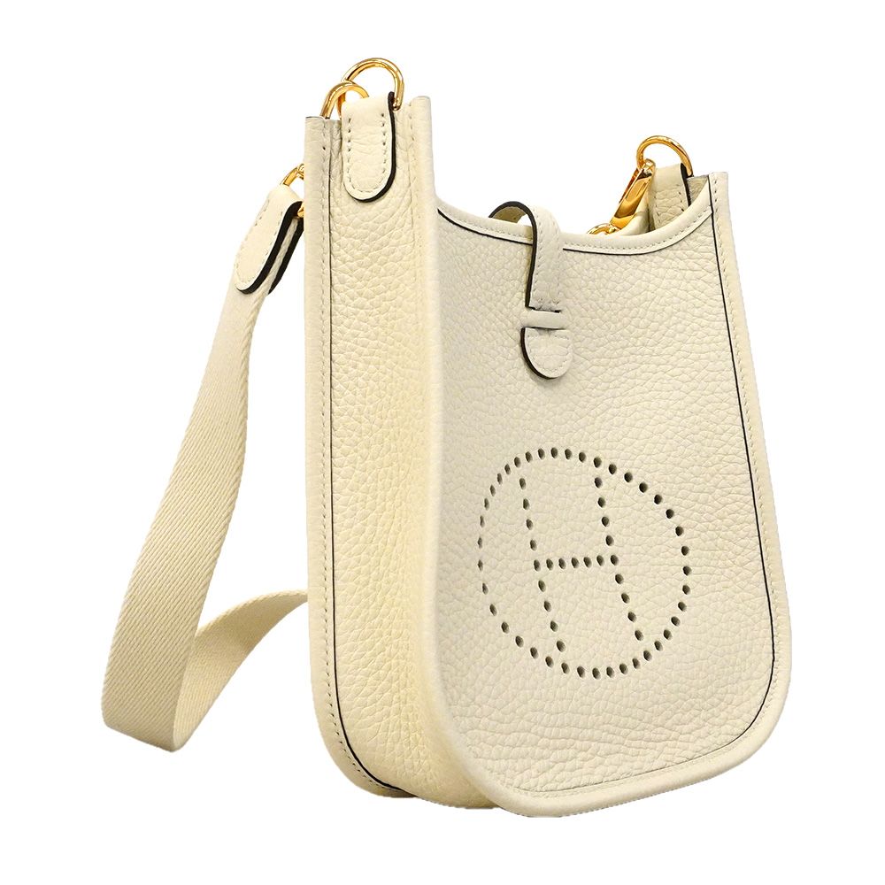 Hermes Shoulder Bag Evelyne TPM Taurillon Clemence Cream Gold — view 2