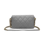 Chanel Shoulder Bag Gray Gold Quilted CC Logo Pearl Turnlock Chain — view 3