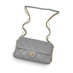 Chanel Shoulder Bag Gray Gold Quilted CC Logo Pearl Turnlock Chain — view 5