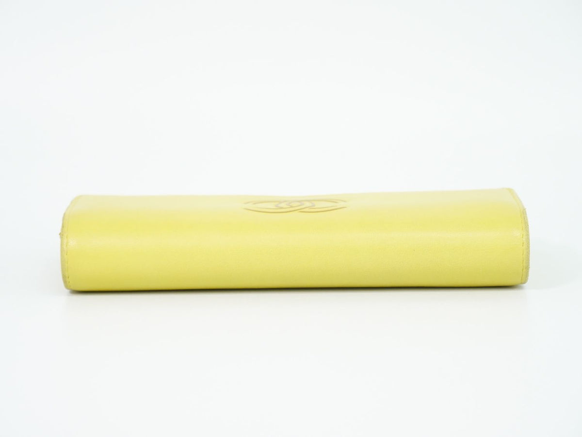Chanel CC Logo Wallet Leather Yellow — view 5