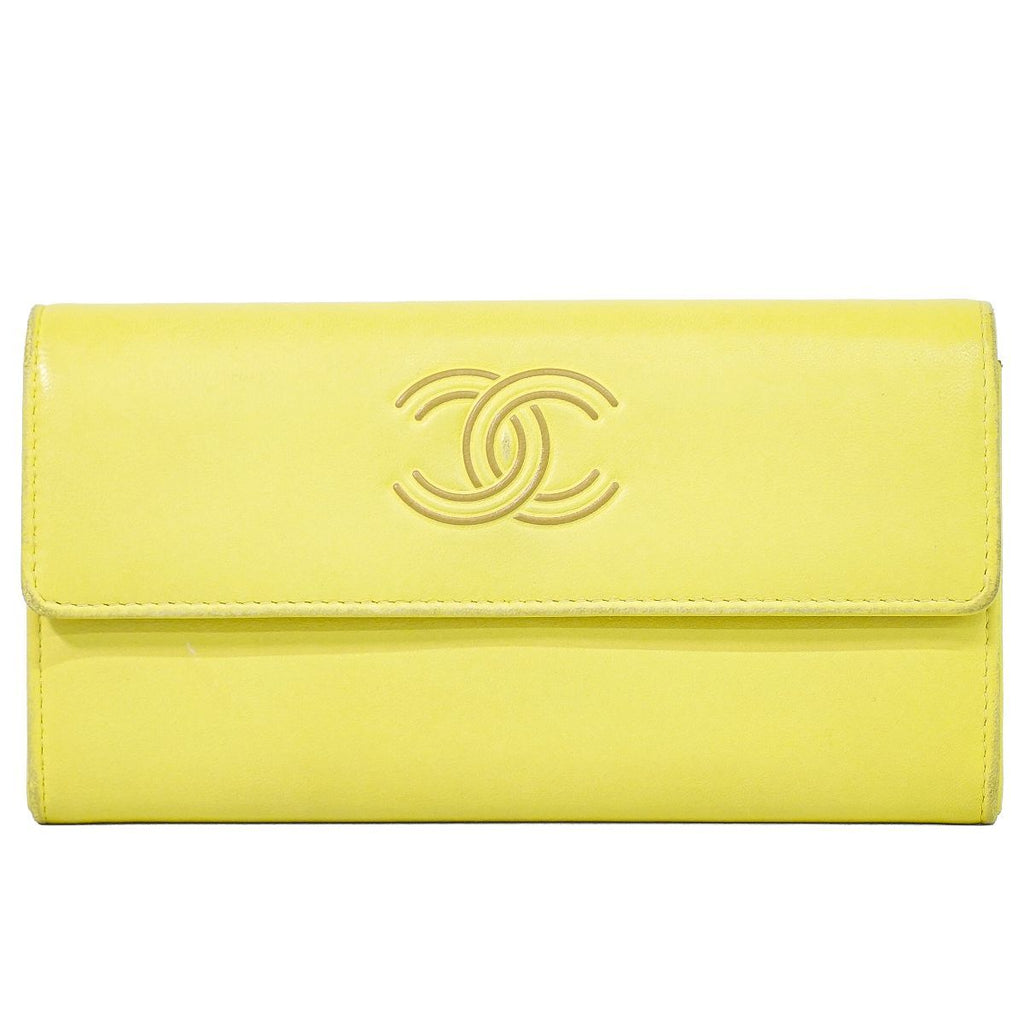 Chanel CC Logo Wallet Leather Yellow