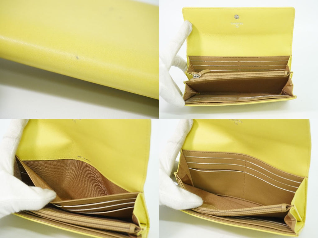 Chanel CC Logo Wallet Leather Yellow — view 7