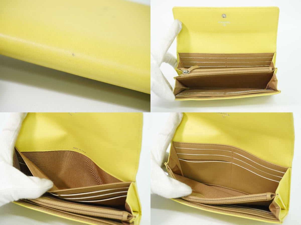 Chanel CC Logo Wallet Leather Yellow — view 7