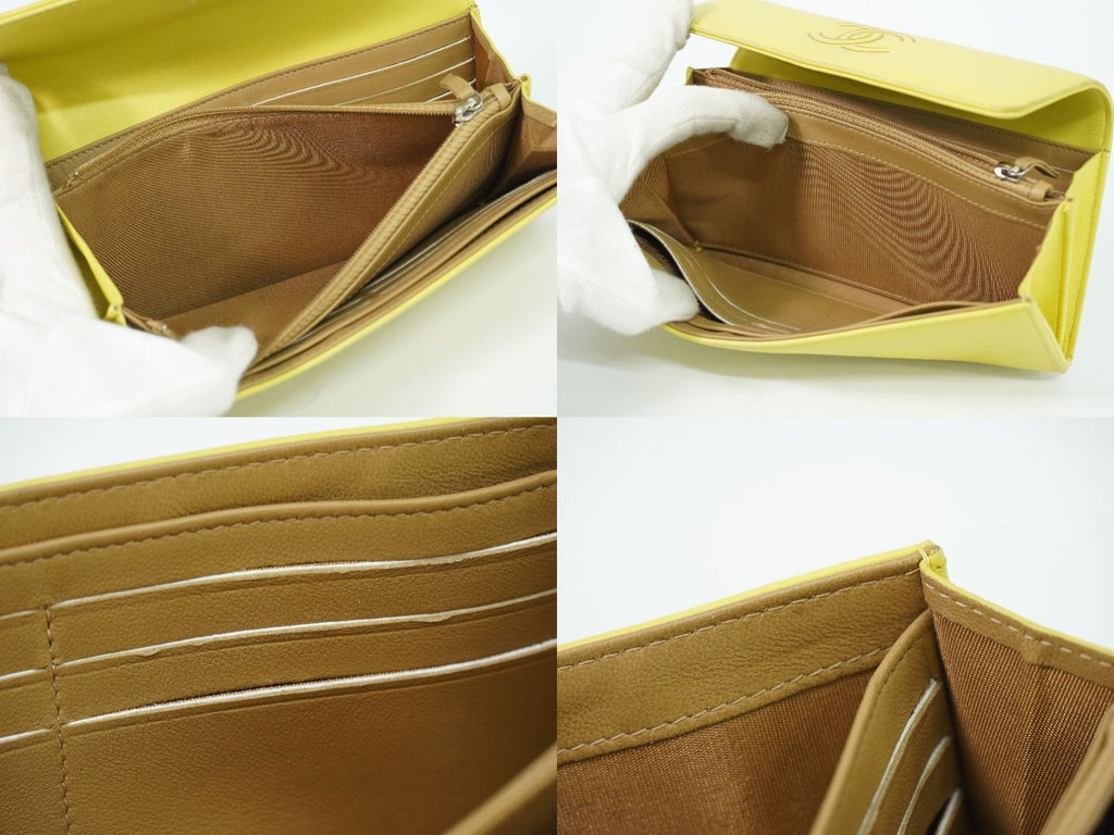 Chanel CC Logo Wallet Leather Yellow — view 8
