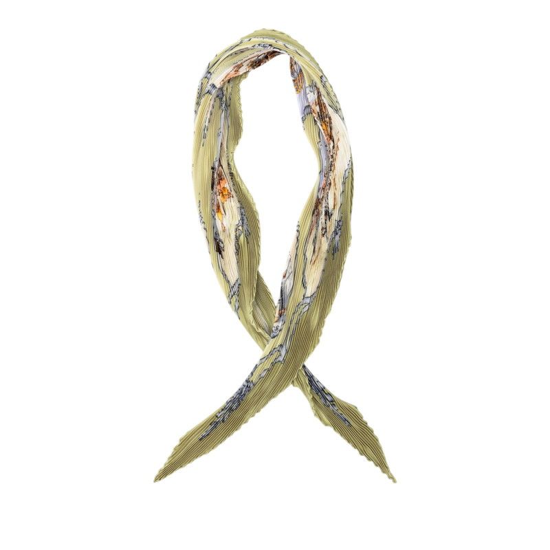 Hermes Pleated Carre les Chevaux Des Mogols Mughal Dynasty Horse Scarf Green — view 2