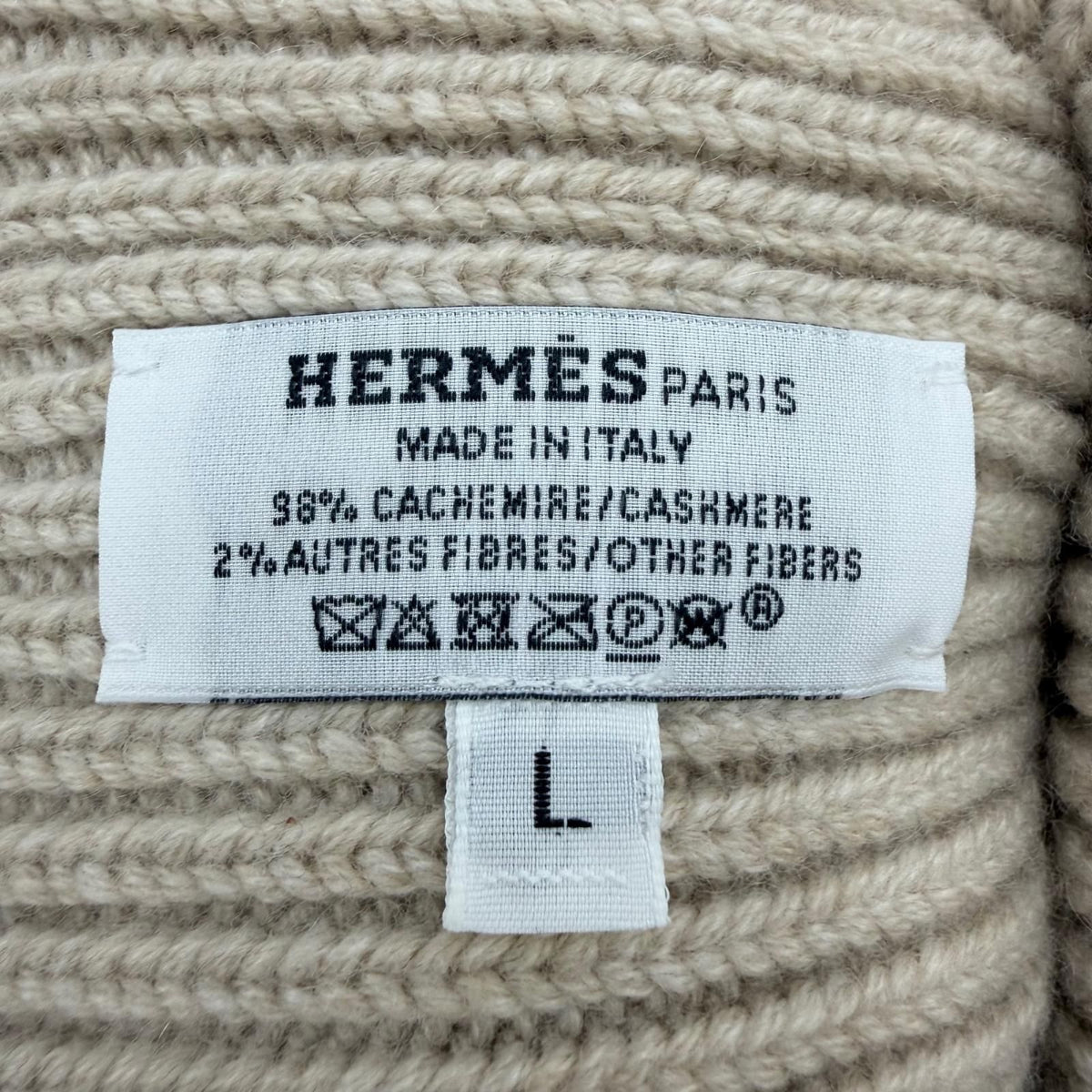 Hermes Heaven Twisted Cashmere Chaine D'ancre Beanie Knit Cap Beige Hat — view 8