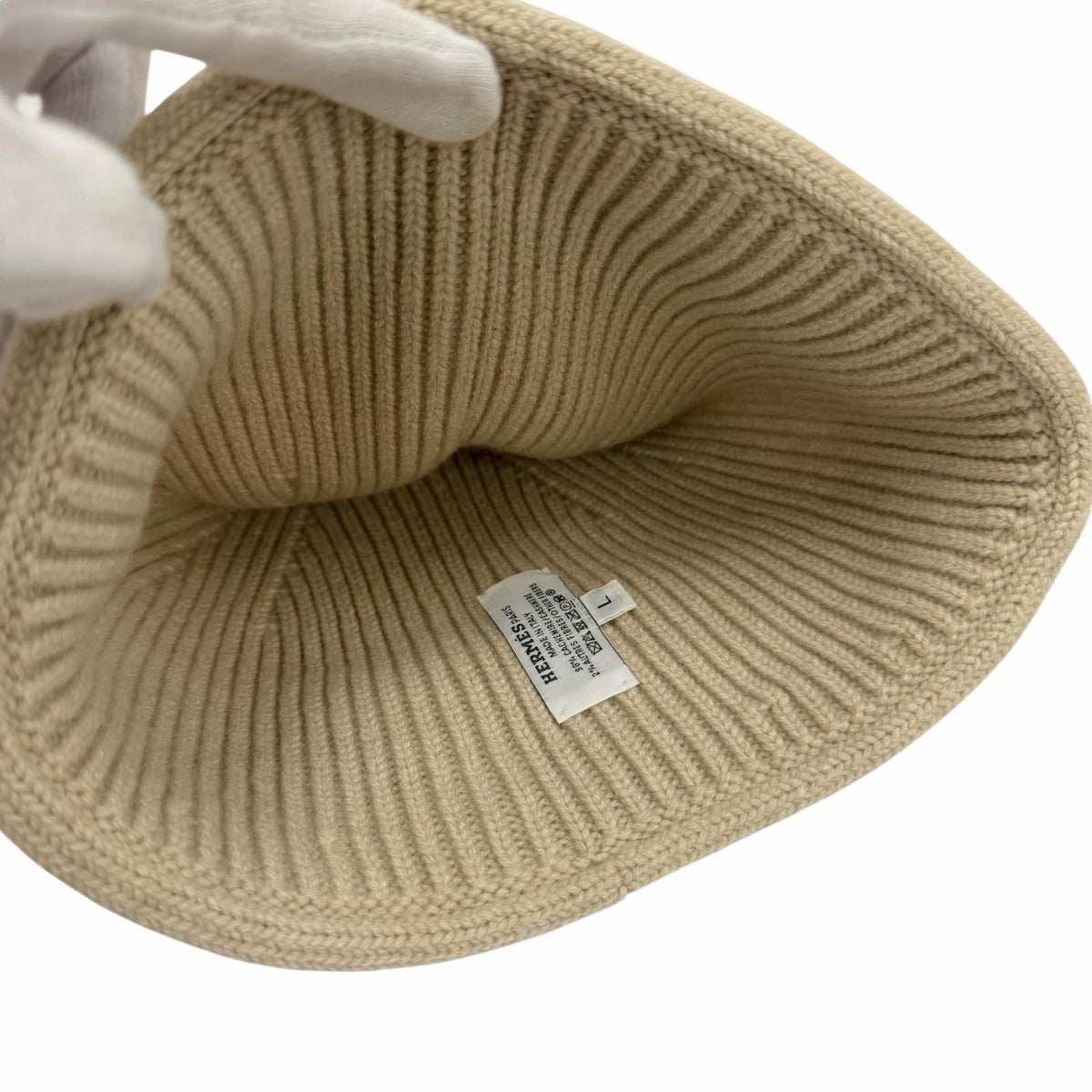 Hermes Heaven Twisted Cashmere Chaine D'ancre Beanie Knit Cap Beige Hat — view 6