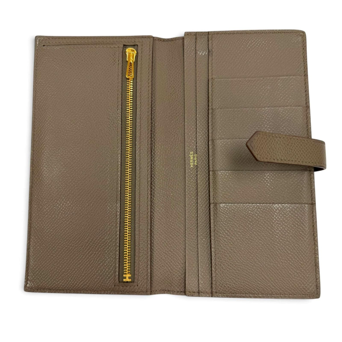 Hermes Bearn Soufflet Veau Epsom Taupe Gold Wallet — view 5