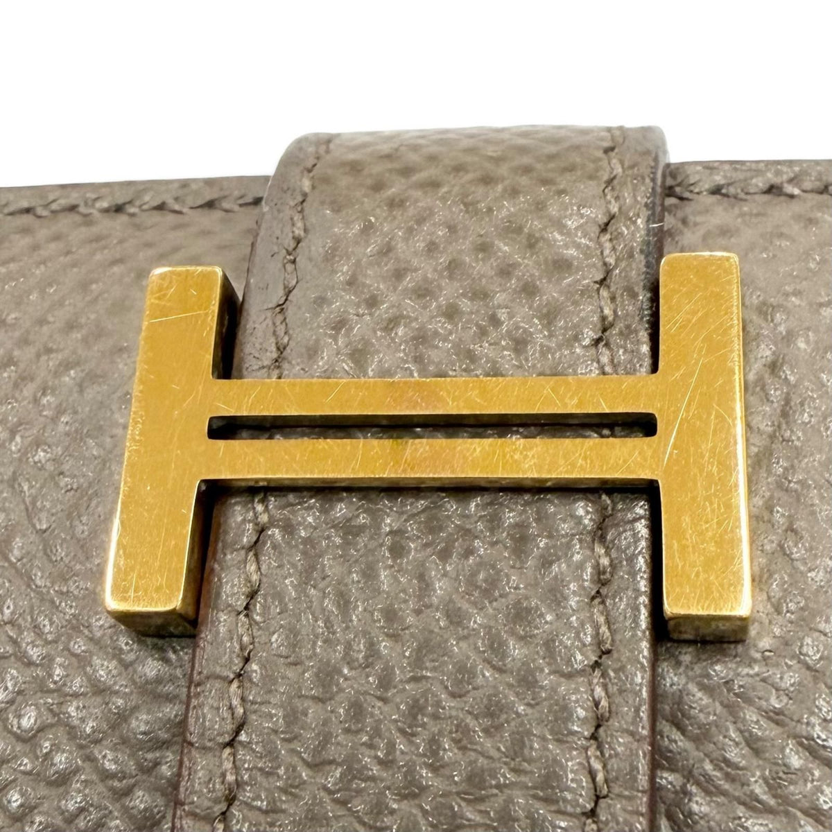 Hermes Bearn Soufflet Veau Epsom Taupe Gold Wallet — view 7