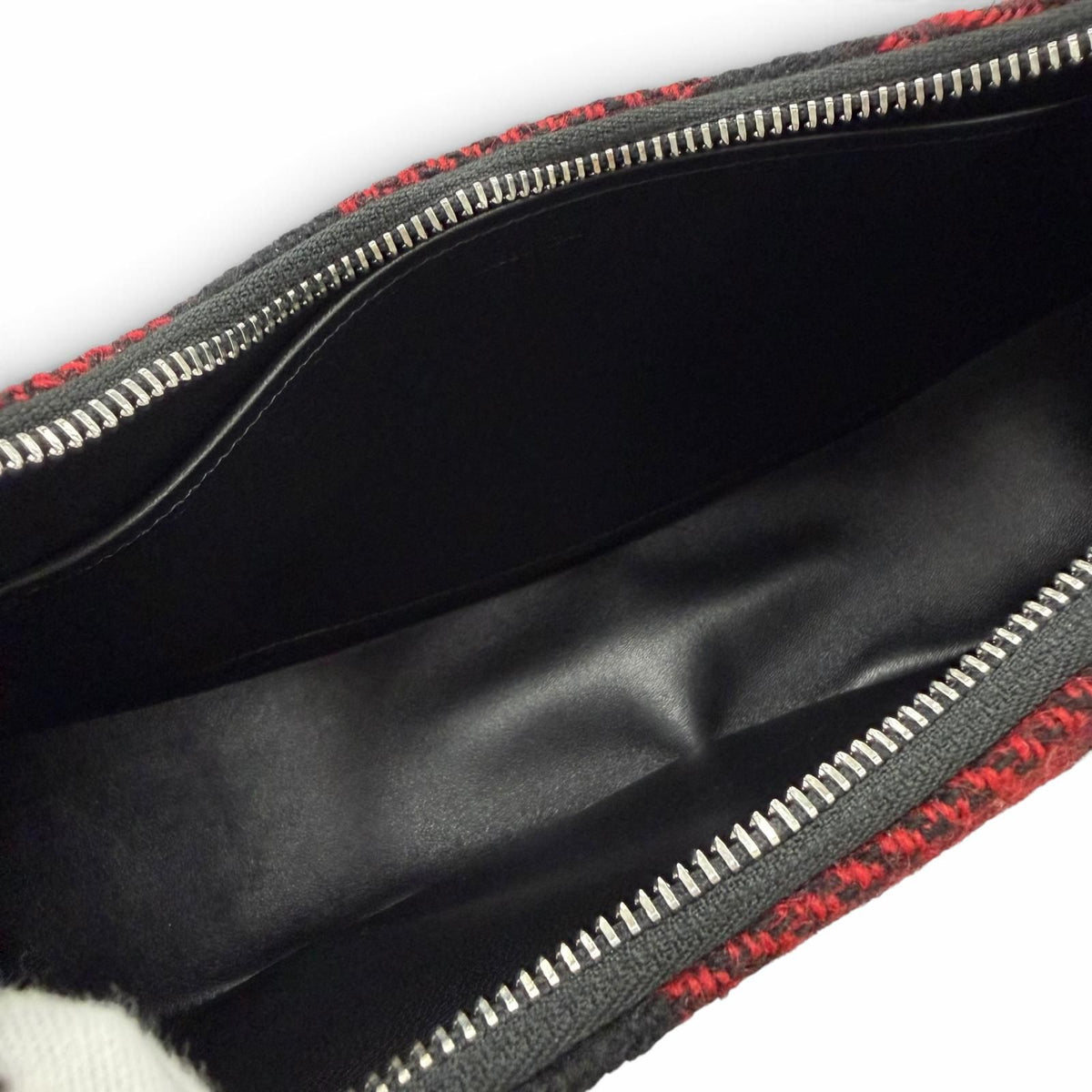 Celine Medium Ava Check Shoulder Bag Leather Usage Logo Red Black — view 7